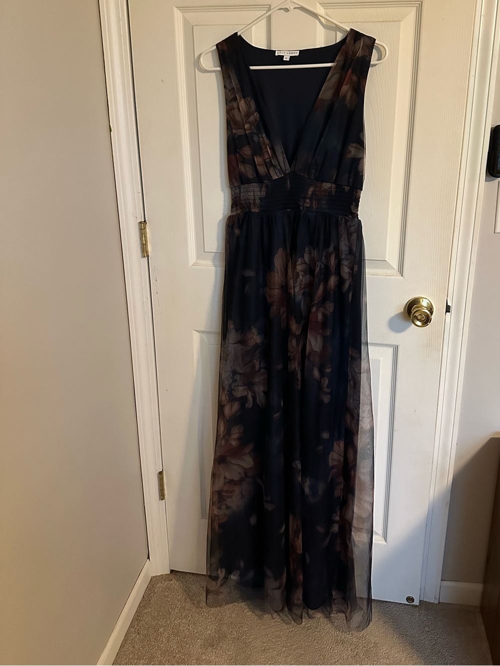 Baltic Born Black Floral V-Neck Maxi Gown